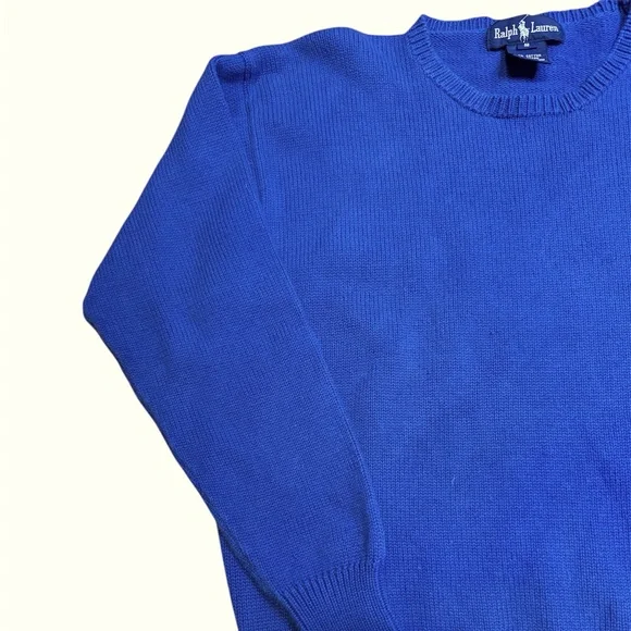 Polo Ralph Lauren Blue Knit Cotton Sweater Pullover Size Small - Picture 5 of 6